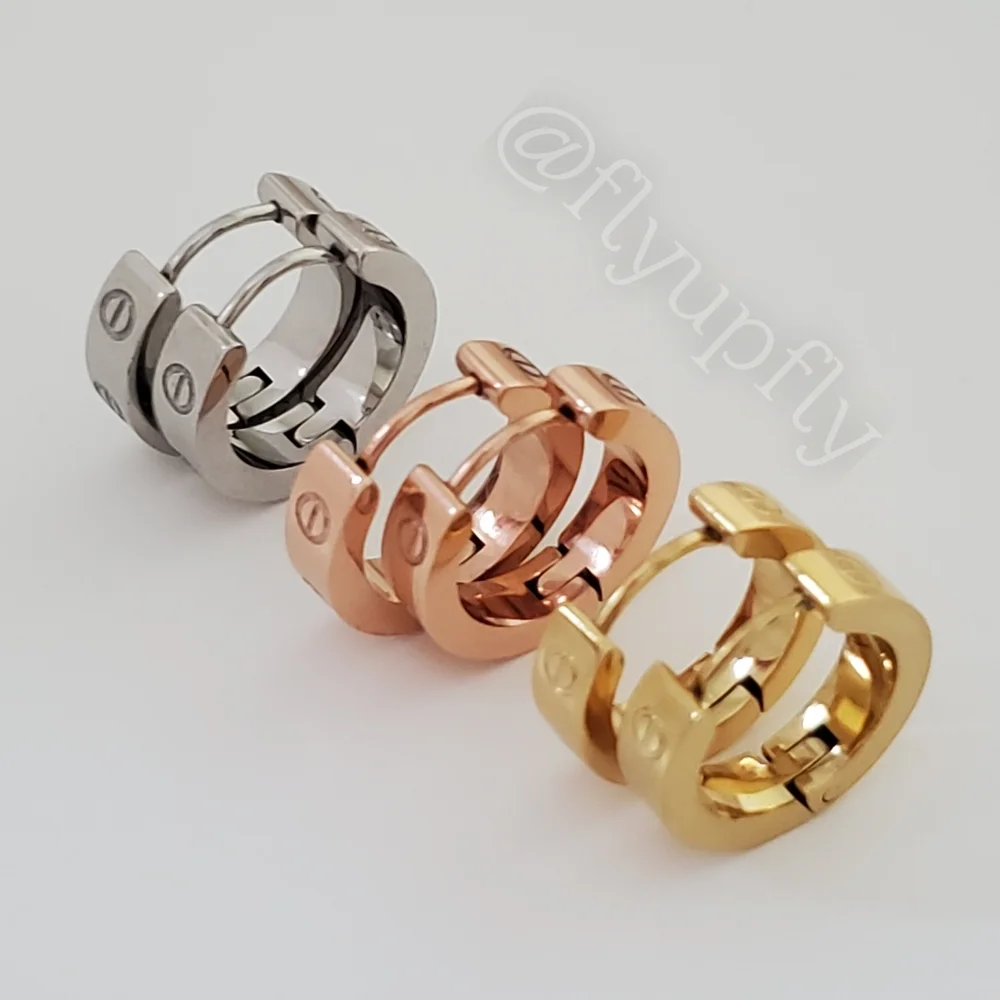 Screw Earings Hoops 18k Gold Filled